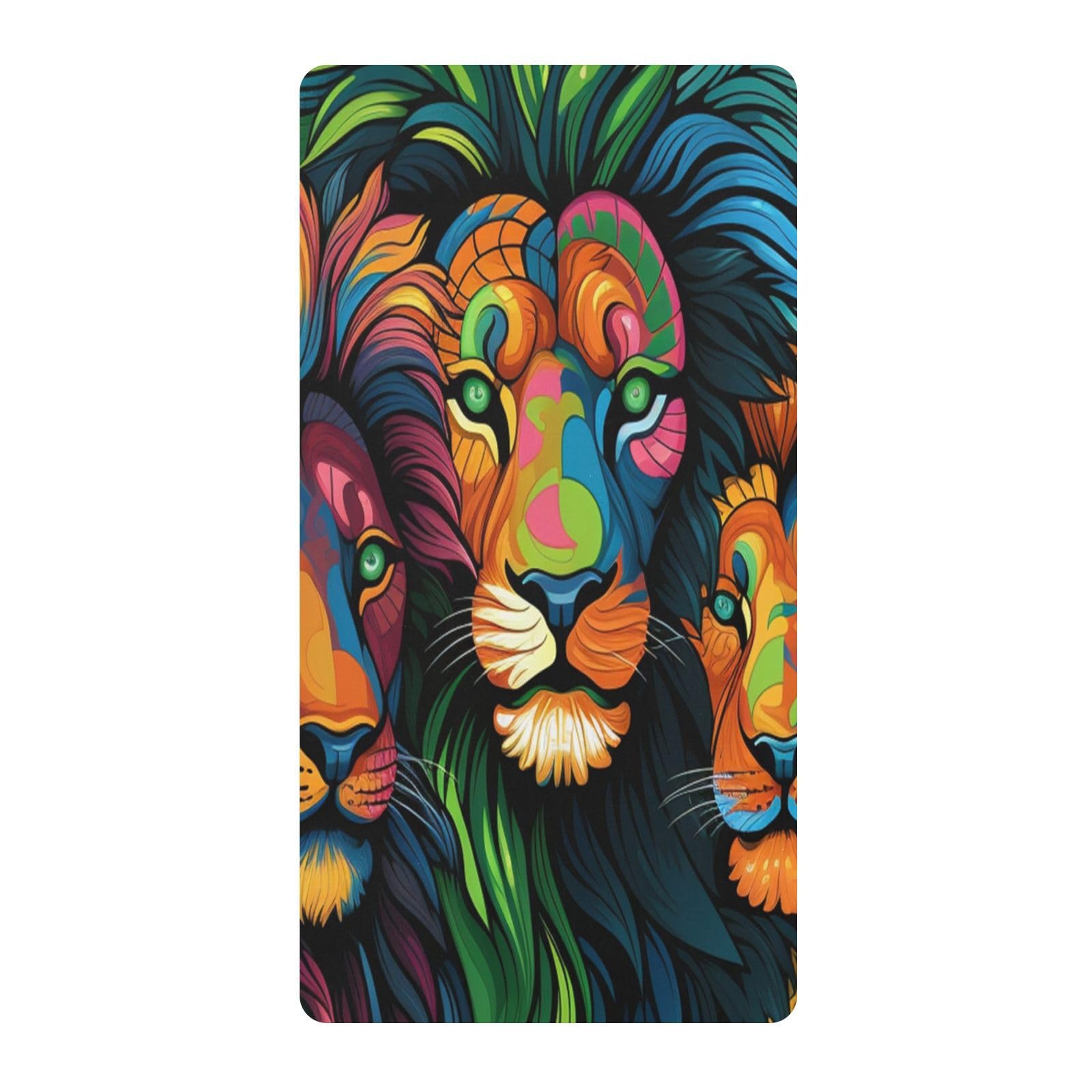 Colorful Art Lions Toddler Crib Sheet Soft Cotton Baby Play Sheets Fitted for Mattress Playard