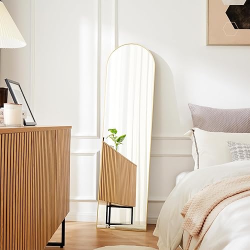 Miniatura 7 de NEWBULIG Espejo arqueado de cuerpo completo, espejo de pie de 59 x 16 pulgadas con marco de aleación de aluminio para dormitorio, sala de estar,