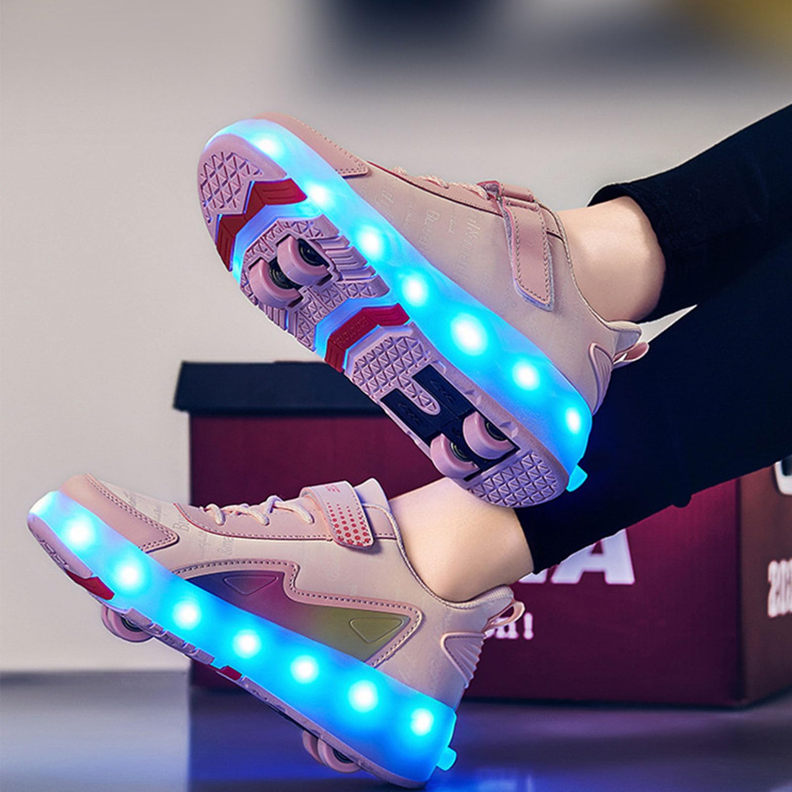 ENEN Schuhe mit Rollen für Mädchen & Jungen, Turnschuhe Versenkbarer Mit 4 Rädern und LED-Leuchten, Jugend Outdoor Turnschuhe 2-in-1 Roller Schuhe Skateboardschuhe