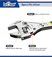 Vista 3 de LABEAR - Llave de trinquete ajustable de 8 pulgadas de largo x 1 pulgada (0.984 in)
