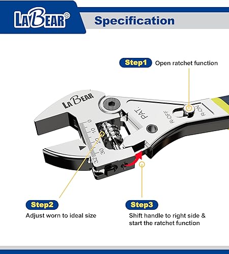 Miniatura 3 de LABEAR - Llave ajustable de 10 pulgadas de largo x 1-14 pulgadas (1.260 in)