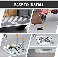 Vista 6 de Lonffery Paquete de 4 anclajes de amarre de anillo en D empotrados (capacidad de 6,000 libras), kit resistente para remolque o entregas