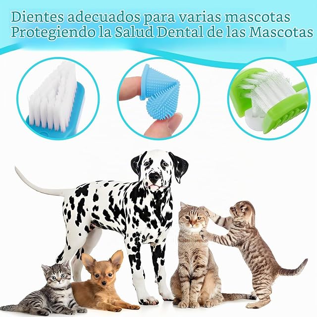 Foto 3 de 6 de Cepillo Dientes Perro, 2 Cepillos de Dientes de Doble Cabezal, 2 Cepillos de Limpieza Dental de Triple Cabezal