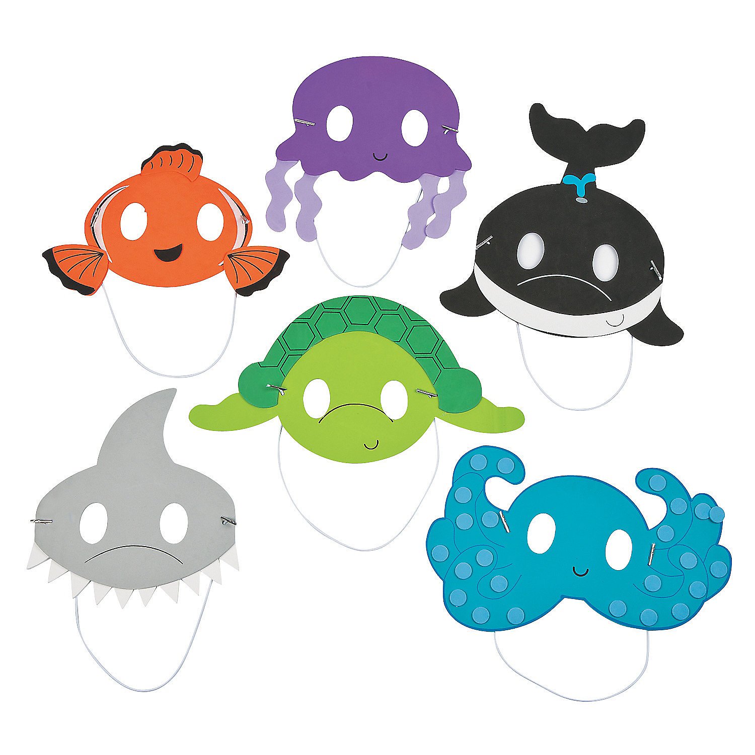Fun Express Foam Ocean Animal Mask Craft Kit - 12 Pieces - Educational and Learning Activities for Kids