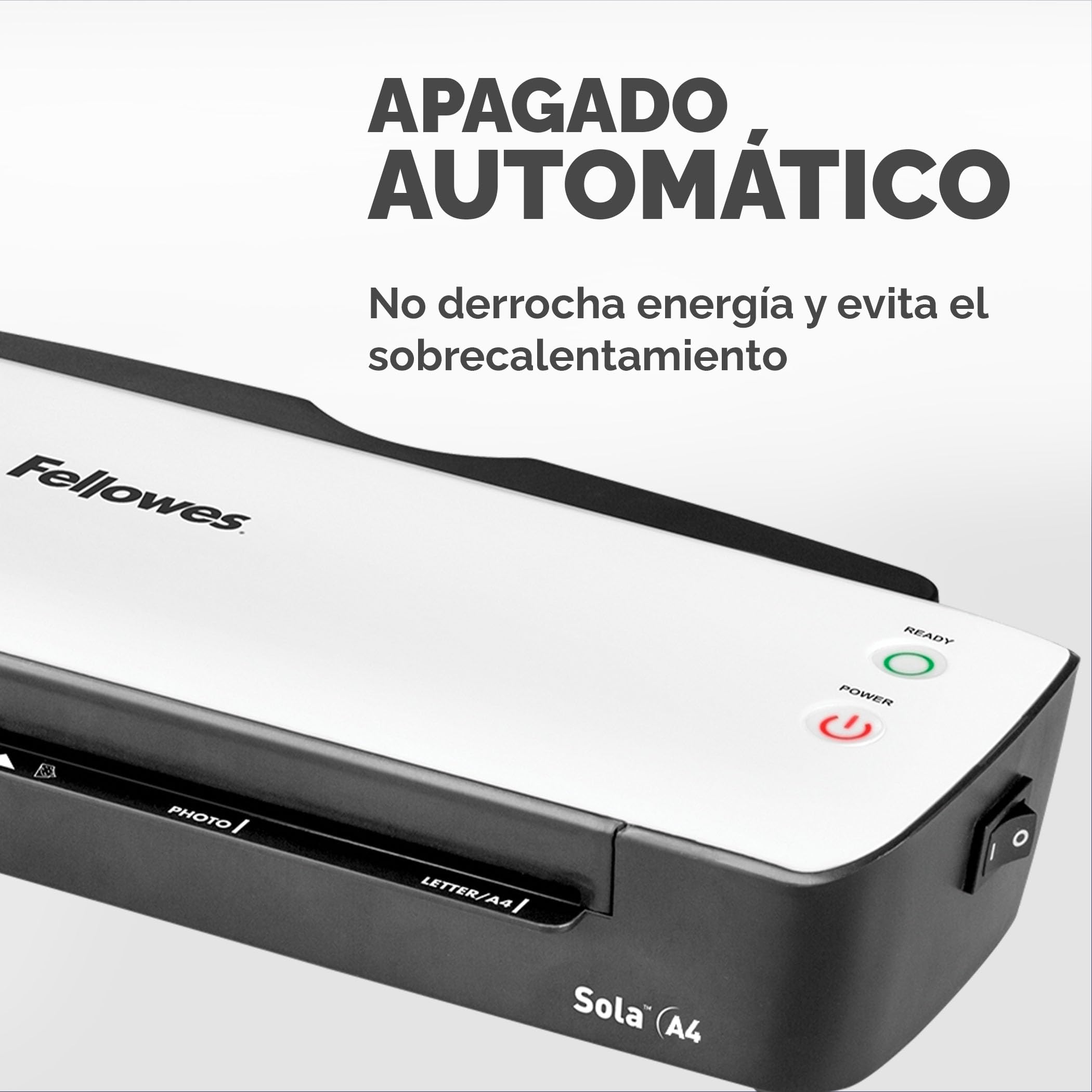 Bundle of Fellowes Sola A4 - Plastificadora de documentos, para uso ocasional, plastificadora A4 con apagado automático, 80-125 micras + Fellowes Pack de 120 fundas de plastificar A4, Acabado brillo