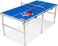 EastPoint Sports Penn Space Saver 6x3 Ft Portable Ping Pong Table - Foldable Indoor/Outdoor w/ Net, 2 Paddles, 4 Balls, 10-Min Setup