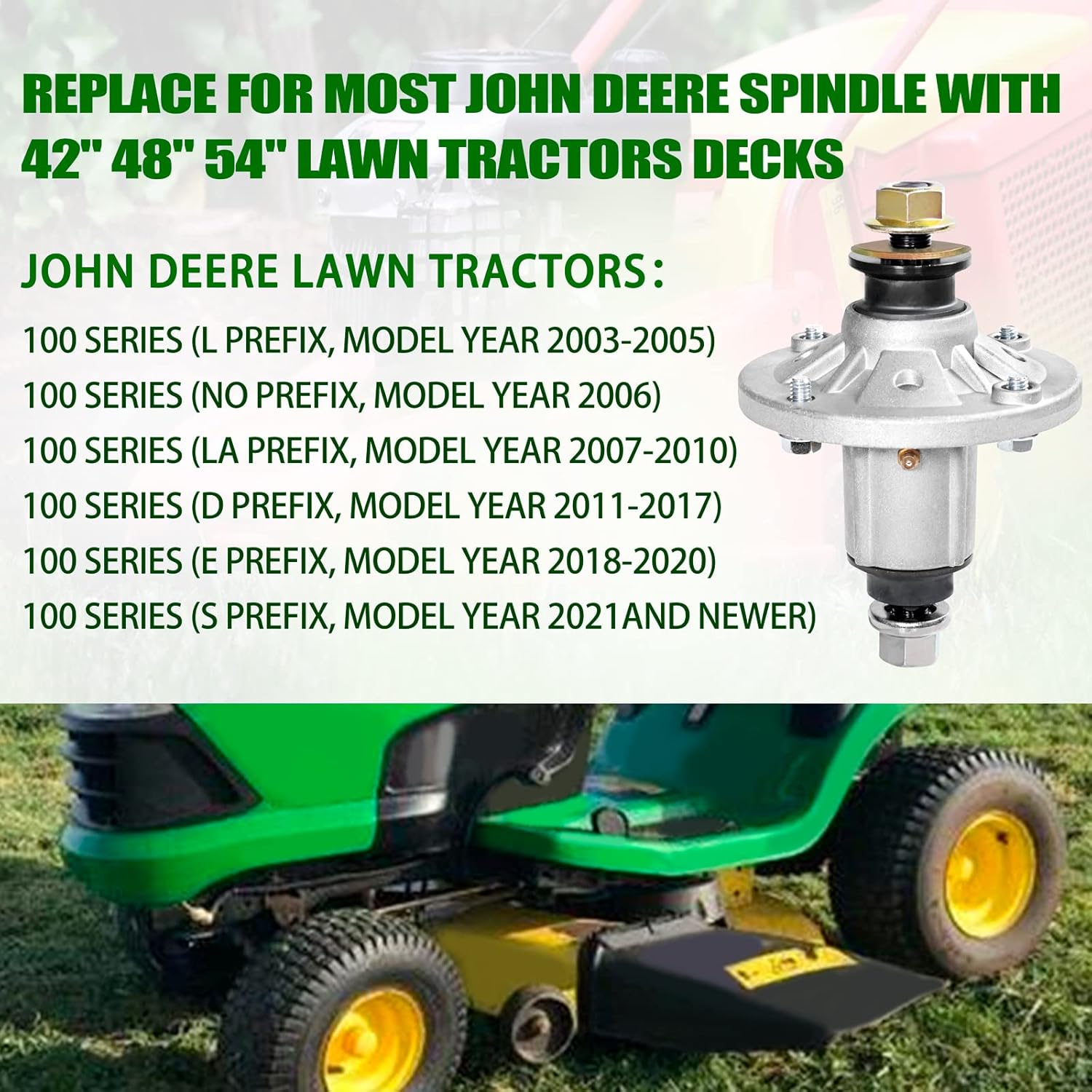 Spindle Assembly Replaces John Deere GY20962 GY20454 GY21098 GY20867 Oregon 285-851 82-359, Fits 42" 48" 54" Decks, D100-D160, LA100-LA165，X110 X120 X140 X165 Series Mowers
