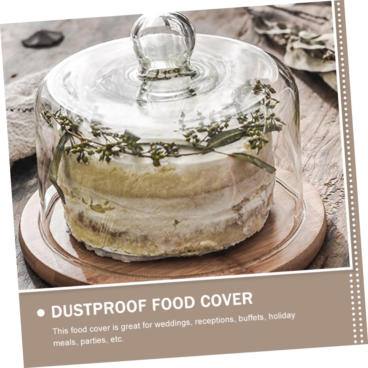 Cake Glass Cover with Tray, Large Food Protecting Dome, Household Dessert Display and Fresh-keeping Cover for Cakes and Pastries