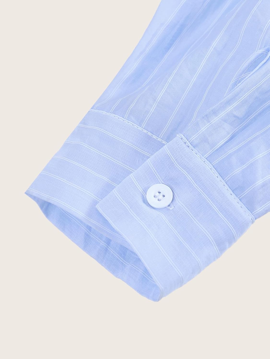 Women's Oversized Button Down Shirts Striped Tie Back Sheer Long Sleeve Dressy Casual Blouses - Image 4