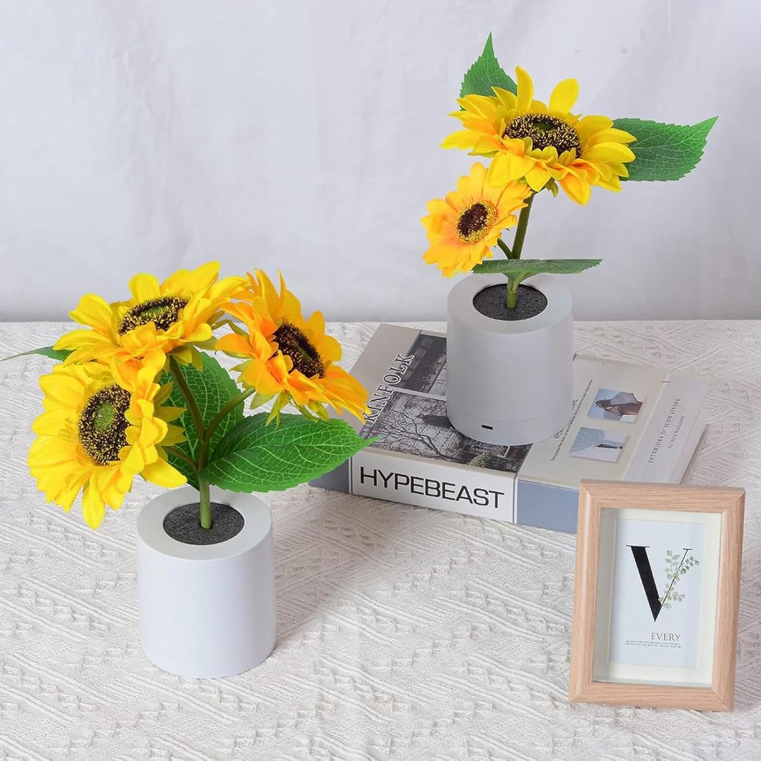 Sunflower Lamp,Artificial Sunflower Lamps Night Light,Sunflowers LED Lamp for Women,Sunflowers Flower Lamps Night Light, Home Bedroom Office Desk Decoration - Three Flowers (1)