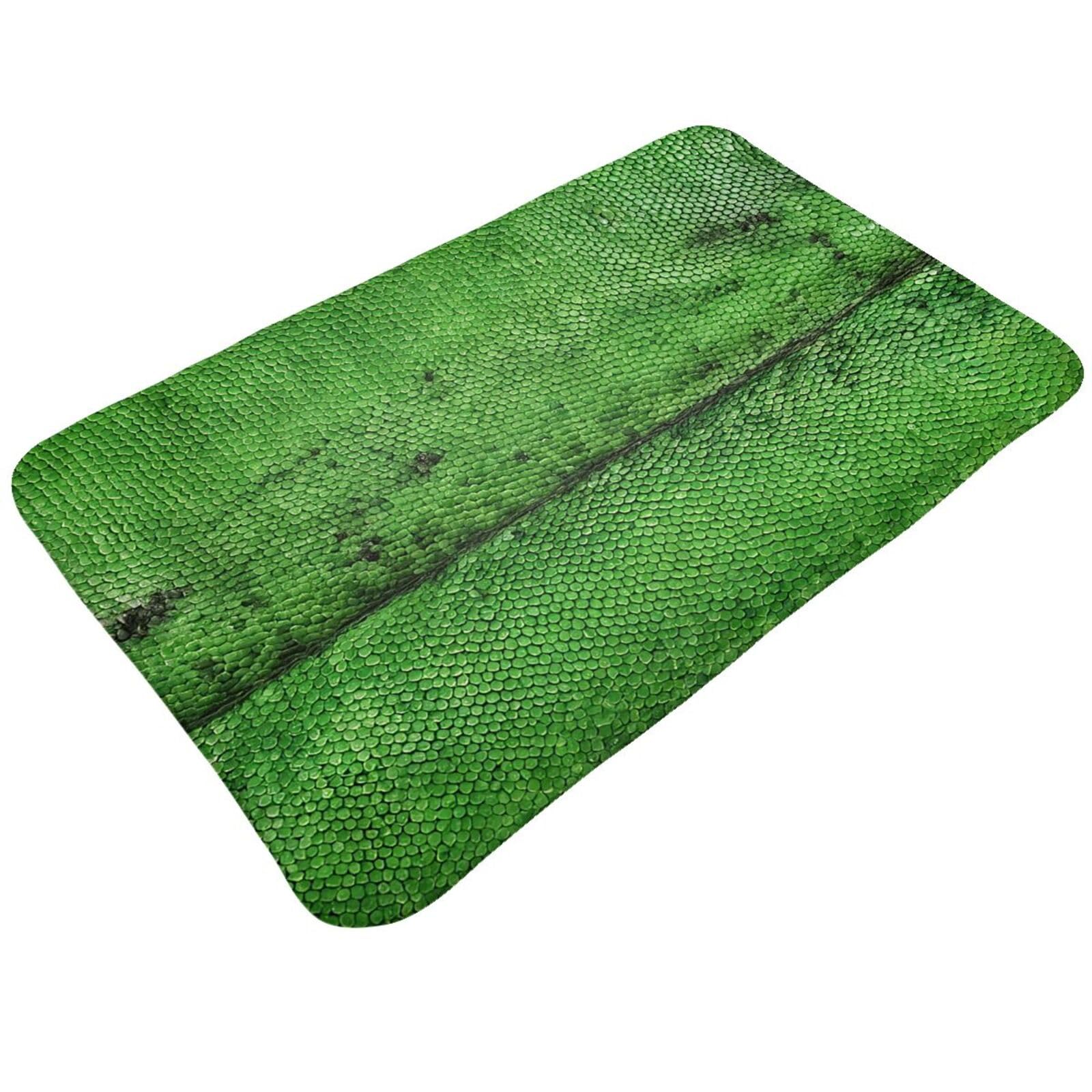 Green Snakeskin Print Living Room Bathroom Kitchen Anti Slip and Absorbent Carpet, Indoor Entrance Door Muddy Floor Mat, Ultra Soft Washable Carpet 21x31.5 Inches