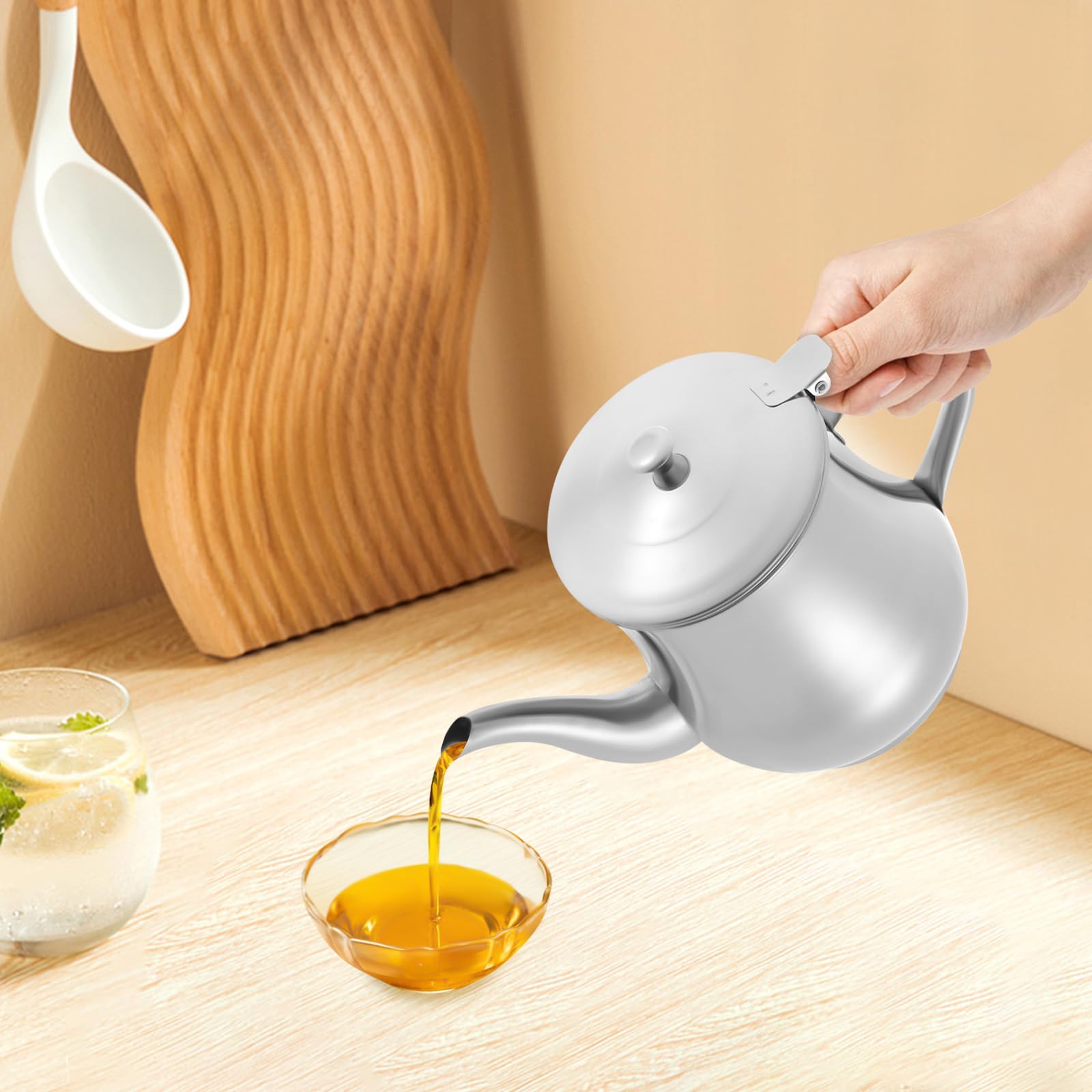 Séparateur d'huile en acier inoxydable 201 - Capacité : 1,36 l - Avec filtre amovible - Pour huile de friture, huile alimentaire, graisse de bacon - Argenté
