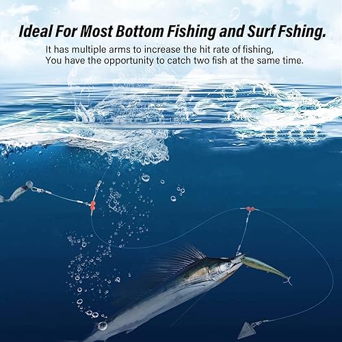 Miniatura 7 de YOTO Líderes de pesca, aparejo de aparejos de acero inoxidable con señuelo de aparejos giratorios a presión, líder de alambre de agua salada, líder