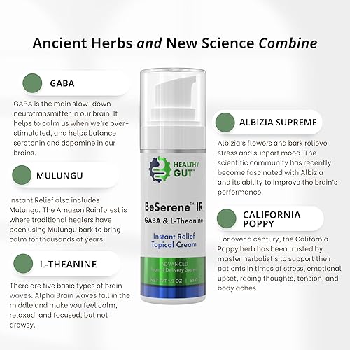Miniatura 6 de Healthy Gut BeSerene IR  GABA & L-Theanine  Crema tópica de alivio instantáneo  1.9 oz