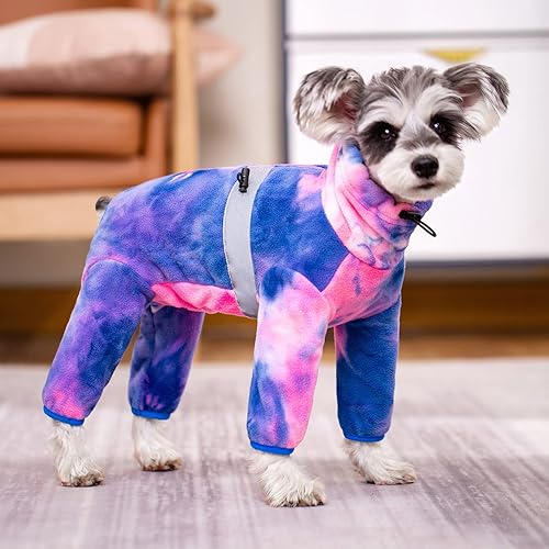 Miniatura 7 de Abrigos para perros pequeños, pijamas de forro polar para perros pequeños y medianos, chaqueta de invierno para perros, mamelucos de teñido anudado,