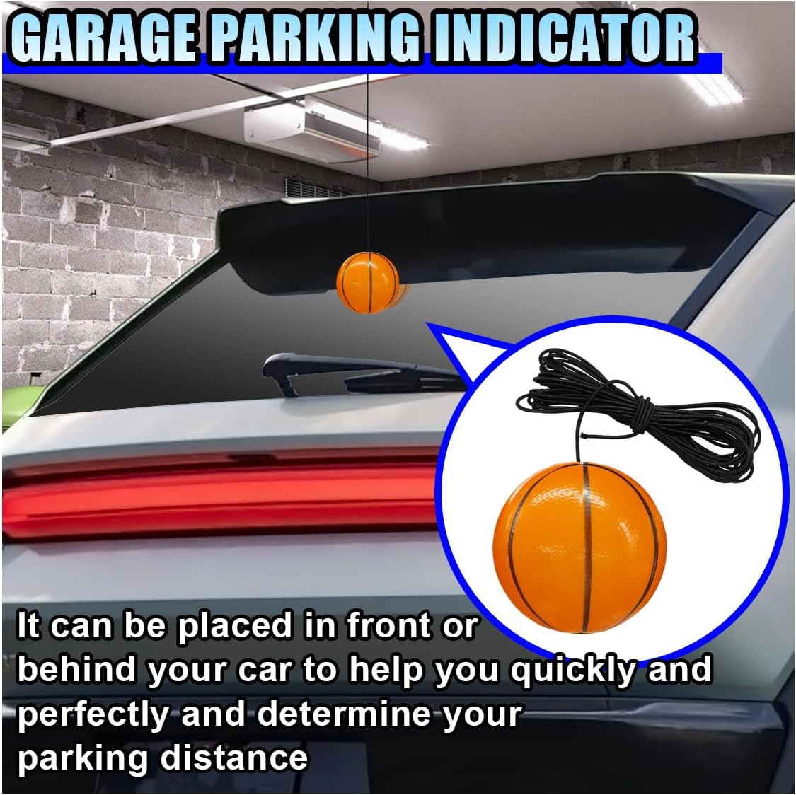 2 Sets Double Garage Parking Aids, Aid-Parking Ball Guide System Kit with Cord Locks and Screw Hooks, Retractable Parking Assist Ball Garage Car Stop Indicator with Rope for Vehicles (Basketball)
