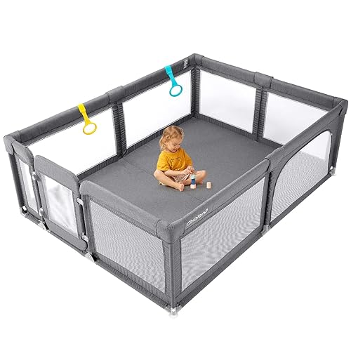 Corralito para bebés, corralito extragrande para bebés y niños pequeños, corralito de juegos resistente con puerta de seguridad, corralito de juego
