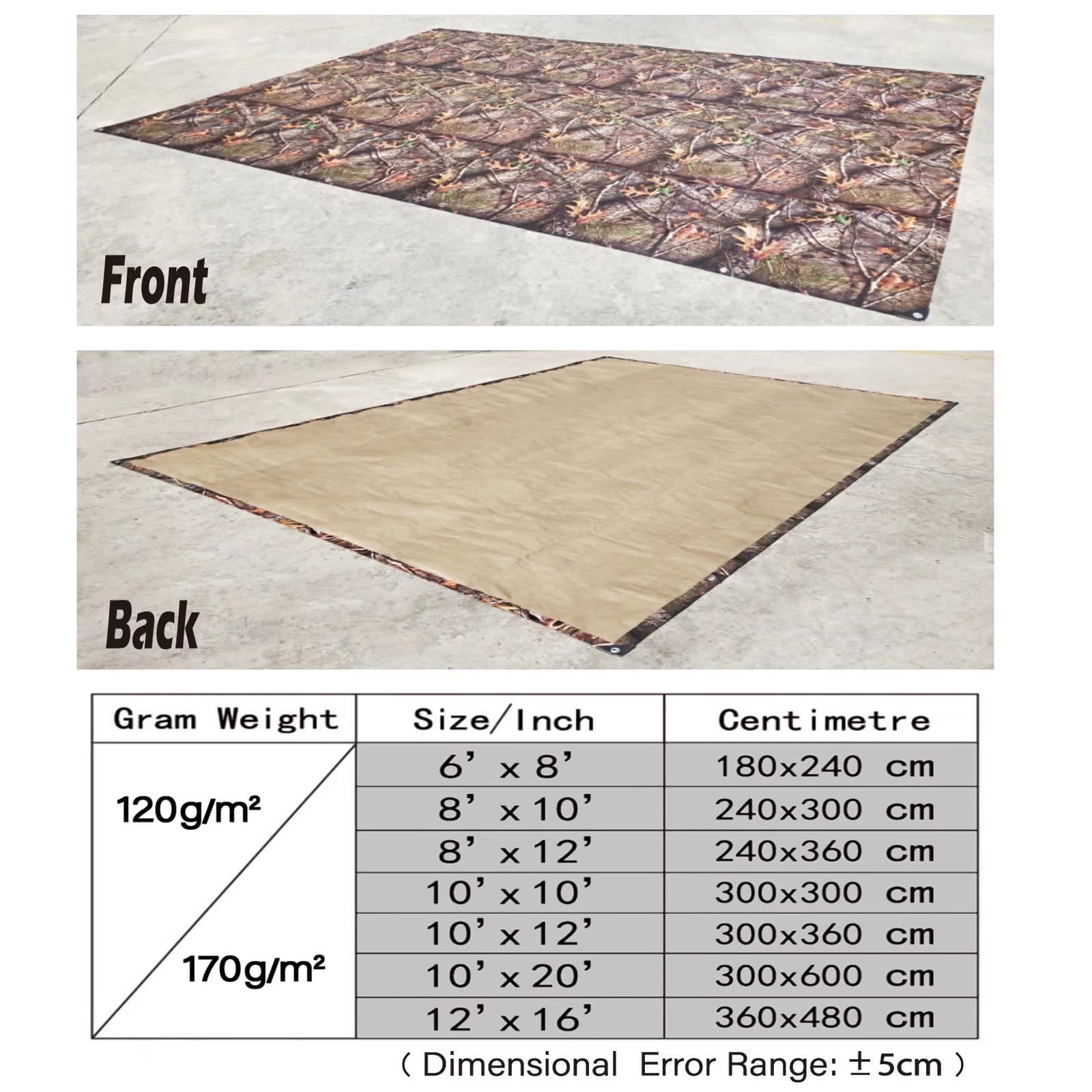 Bâche de Protection Exterieur 2.4 x 3.6 m Epaisse densité 180g/m² Abri Toile de Protection PE étanche, résistante
