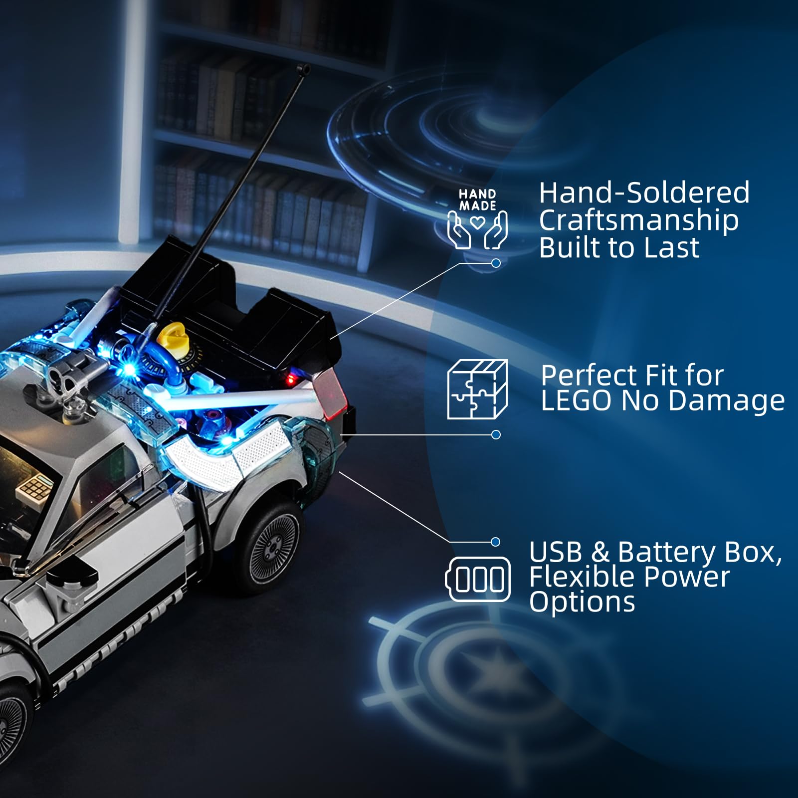 YEABRICKS Lampe LED pour Lego-77256 Speed Champions Time Machine du Retour vers le futur Modèle de blocs de construction (kit de construction non inclus)