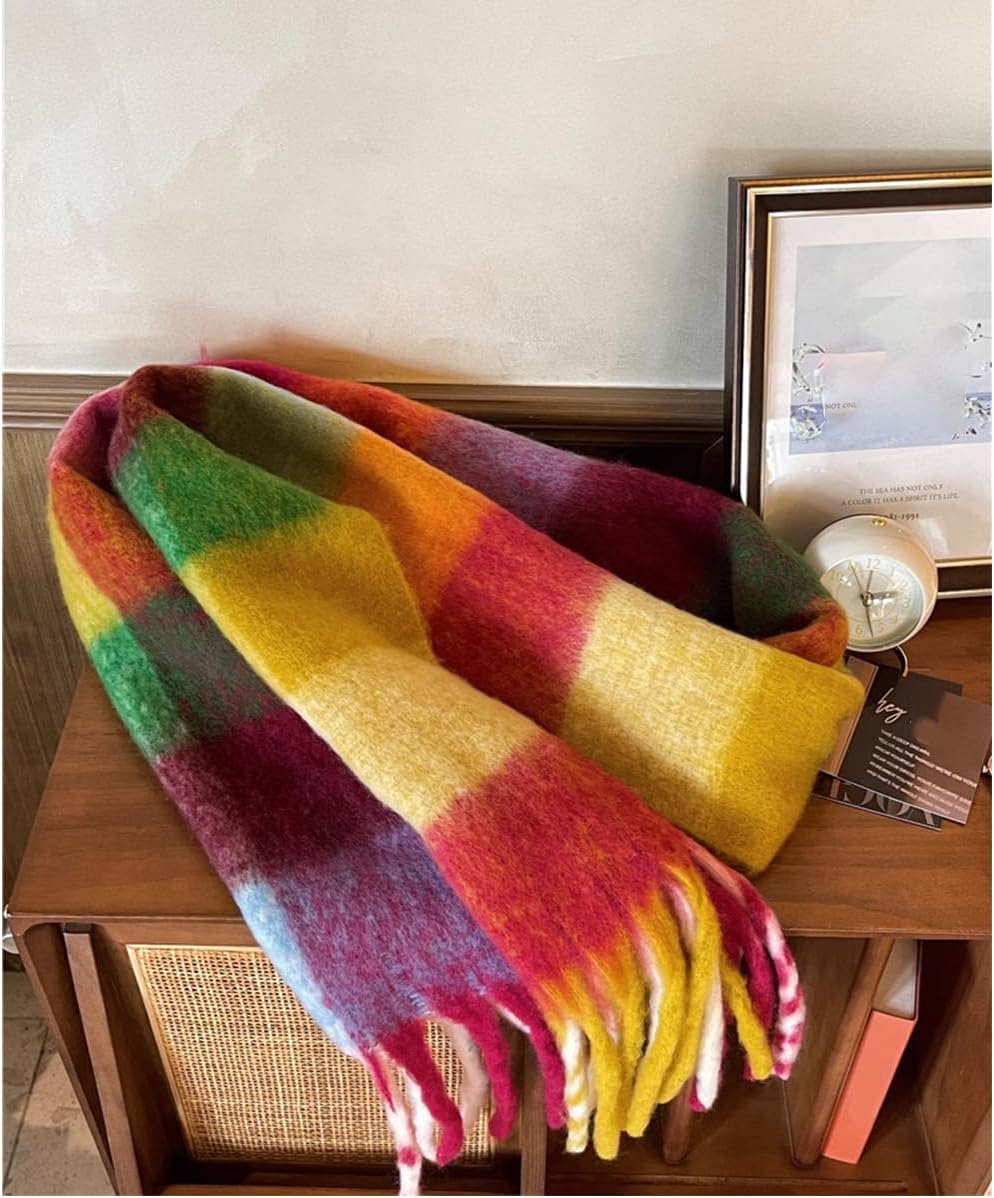 Large Chunky Plaid Scarf Winter Women Oversized Blanket Scarves Colorful Big Cashmere Thick Warm Shawl - Image 5