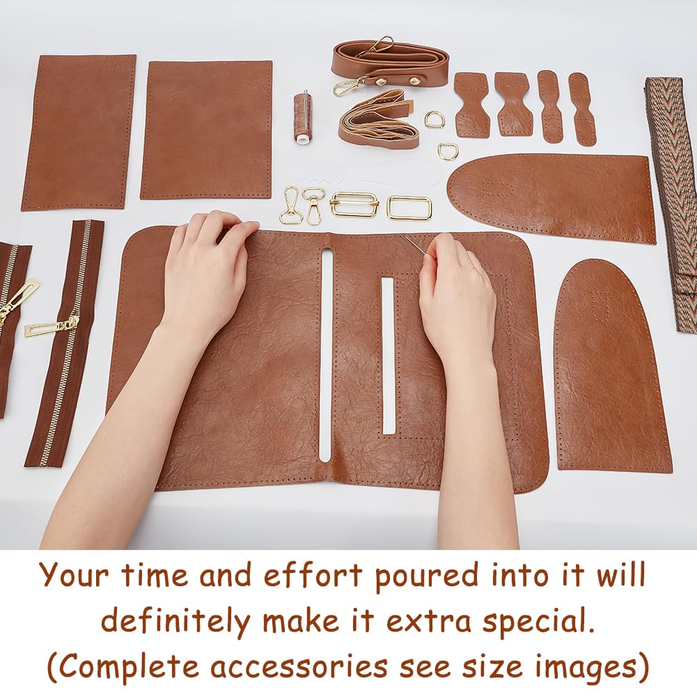 WADORN DIY-Set Für Umhängetasche Aus PU-Leder – In Kamel, Inkl. Allem Material, Fertige Größe 27x11x20 Cm