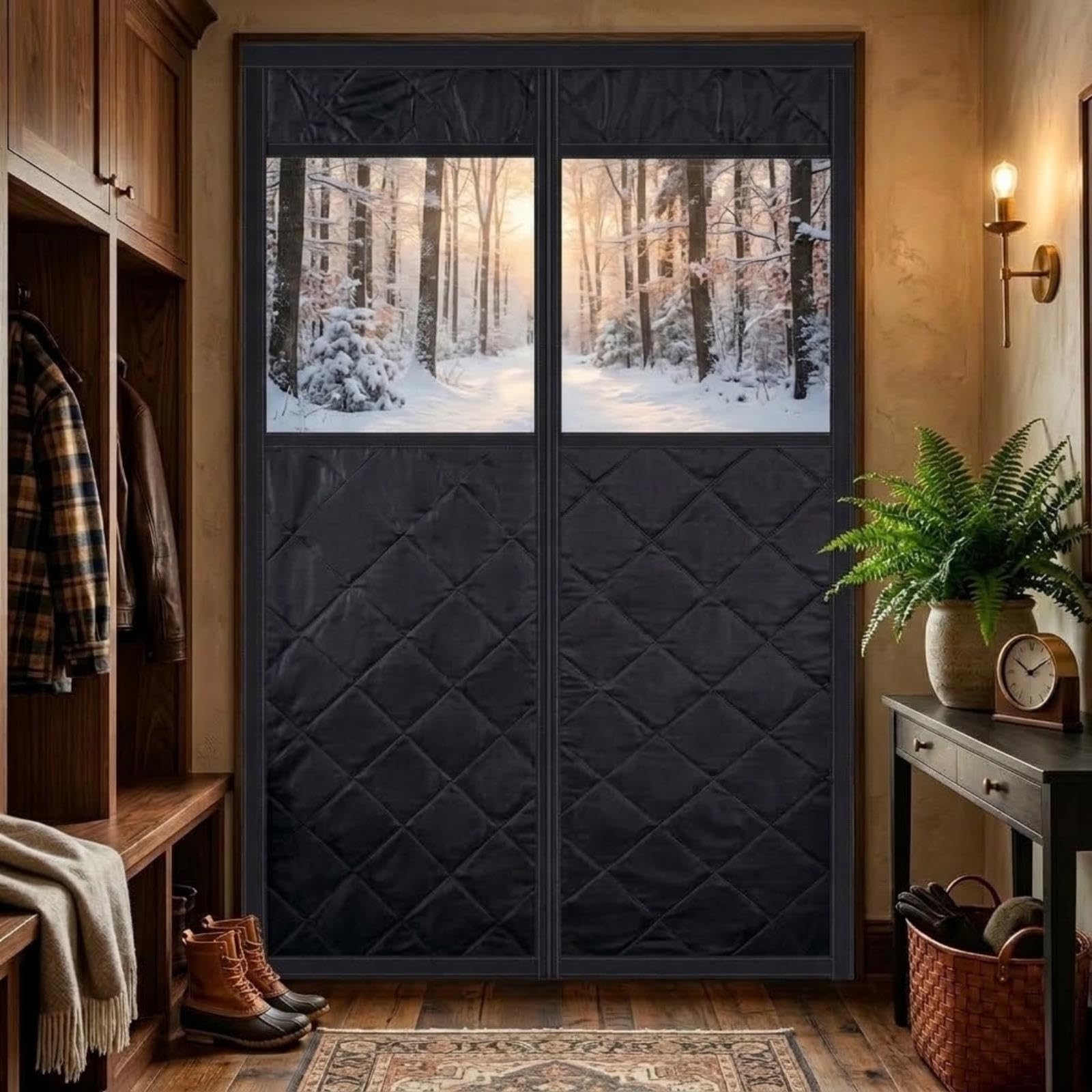 Cortina Magnética Aislante Con Ventana Transparente, Cortina Impermeable