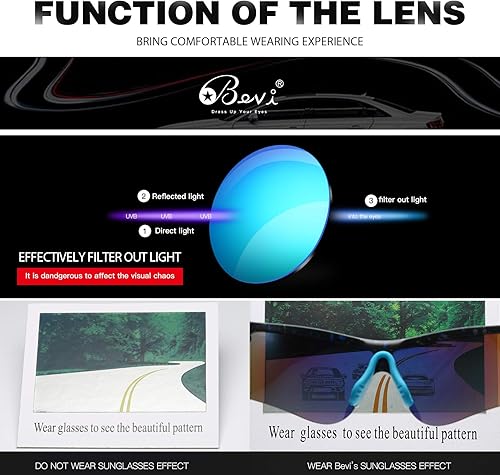 Miniatura 4 de Bevi Lentes de sol deportivos polarizados TR90, marco duradero y ultraligero para hombres y mujeres, béisbol, correr, ciclismo, golf