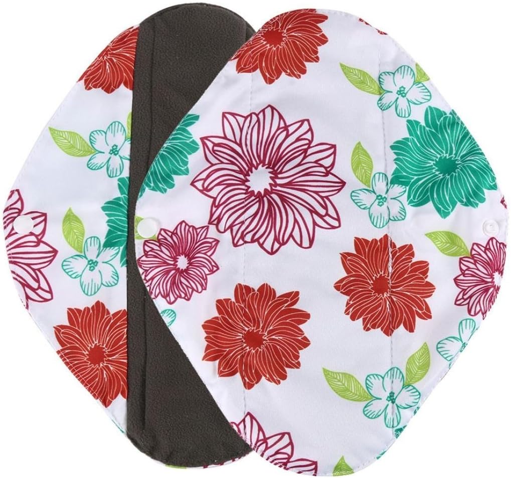 Ularma Reusable Charcoal Bamboo Mama Pads/ Menstrual Pads Cloth/ Sanitary Napkins Pad -Night time protection (M, Green)
