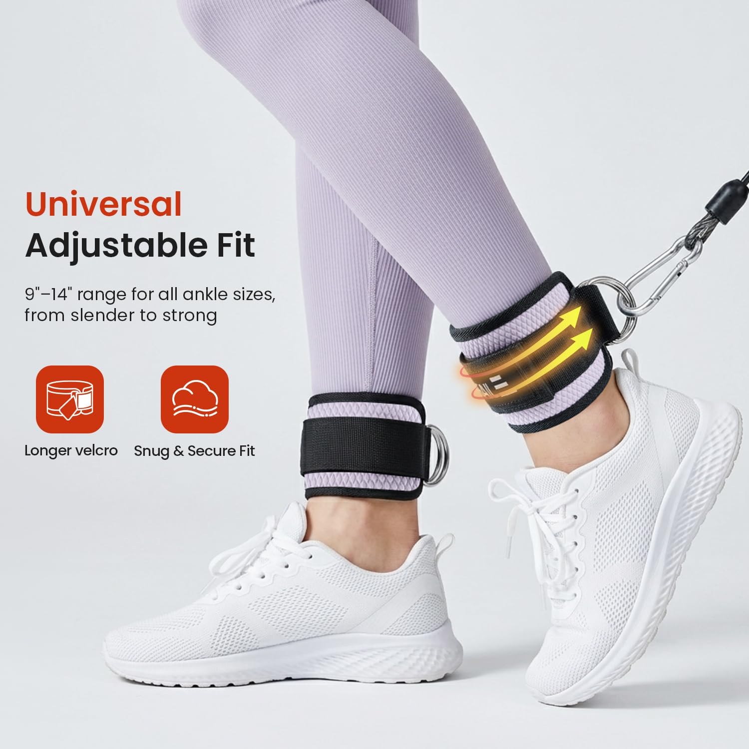 BAGAIL Ankle Straps for Cable Machines (2 Pack), Double D-Ring Ankle Cuffs with Extra Thick Padding, Adjustable Fit for Women & Men Glute Kickbacks, Hip Abductors & Leg Curls, Includes Mesh Bag image 5