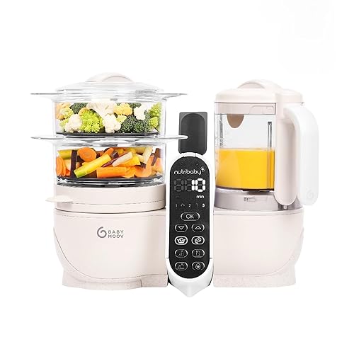 Babymoov Duo Meal Station 6 en 1 vaporizador y licuadora de puré de alimentos para bebés de múltiples velocidades, procesador de alimentos para
