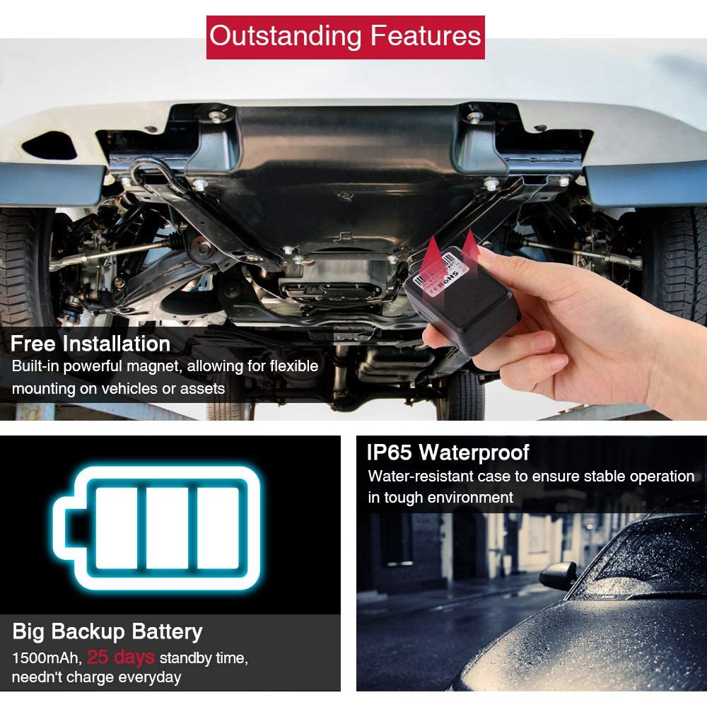 4G Localizador GPS para Coche Moto Bicicleta Niño Mini GPS Tracker sin Suscripción Seguimiento en Tiempo Real IP65 Impermeable Geocercas para Android iOS App Gratis de por Vida TK913