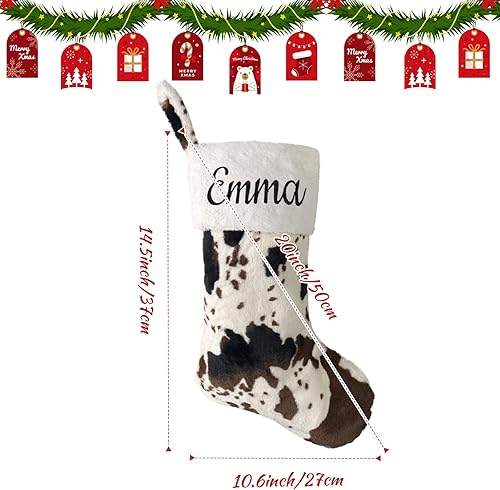 Miniatura 6 de Juego de 2 medias de Navidad de felpa personalizadas, medias de Navidad grandes de 20 pulgadas de piel bordada, medias personalizadas con nombre,