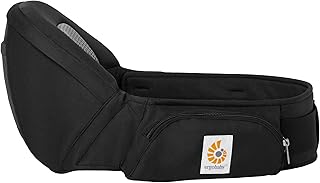 Ergobaby Lift Hip Seat Babytrage mit Babyhüftsitz für Babys und Kleinkinder ab 6 Monaten (7,7 kg - 20,4 kg), Hüftsitz Trage Hüfttrage, Onyx Black
