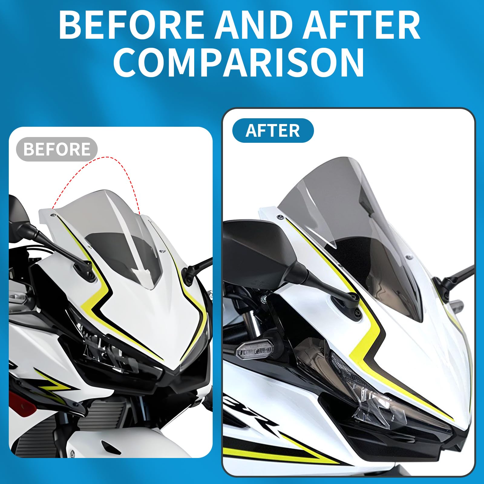 Sports Bike Windshield For Honda CBR500R 2013-2015 - Polycarbonate Double Bubble Windscreen (Smoke) - View #10