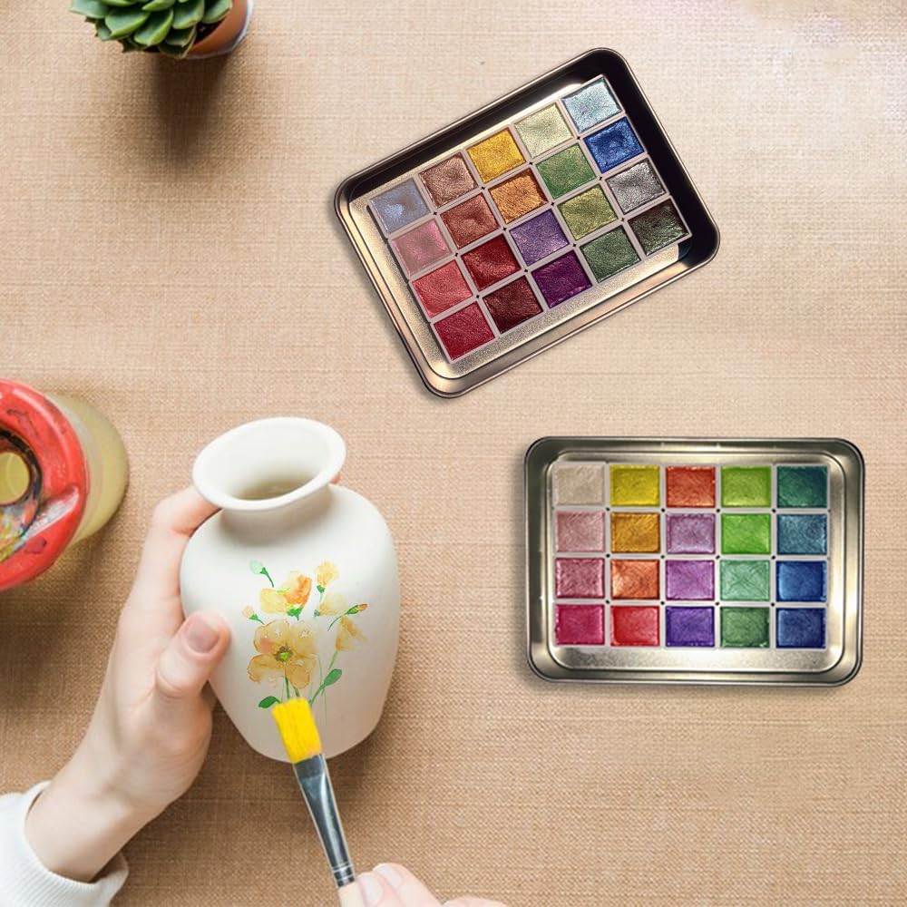 Forestry Shifting Watercolor Painting Set, Shimmer Metallic Watercolor Paints Set, Colourful Painting Kit, 20 Colors Water Colors Paint Adult Set for Adults Beginners Artists