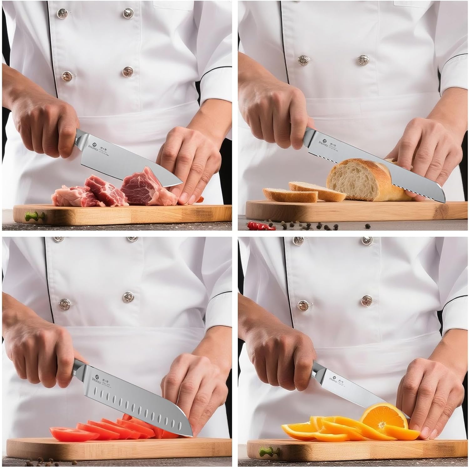 Knife Sets for Kitchen with Block imarku G14 Japanese Knife Set Stainless Steel Kitchen 14pcs, Built-in Sharpener, Sharp Knives with Non-slip Ergonomic Handle - Dishwasher Safe, Home Essential Gifts - Image 7