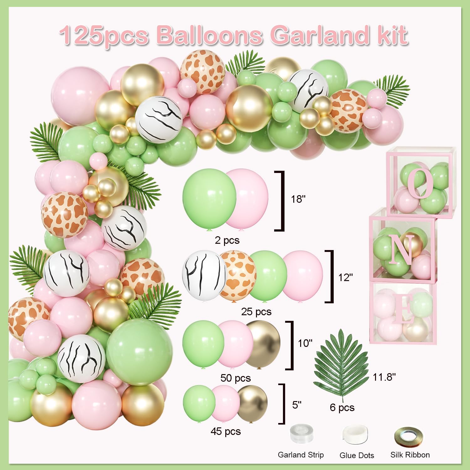 Wild One Birthday Party Decorations for girls, First Decorations Including Balloon Boxes, Pink Gold Balloons Garland Arch Kit，Party Backdrop, High Chair Banner, Crown, Photo Banner