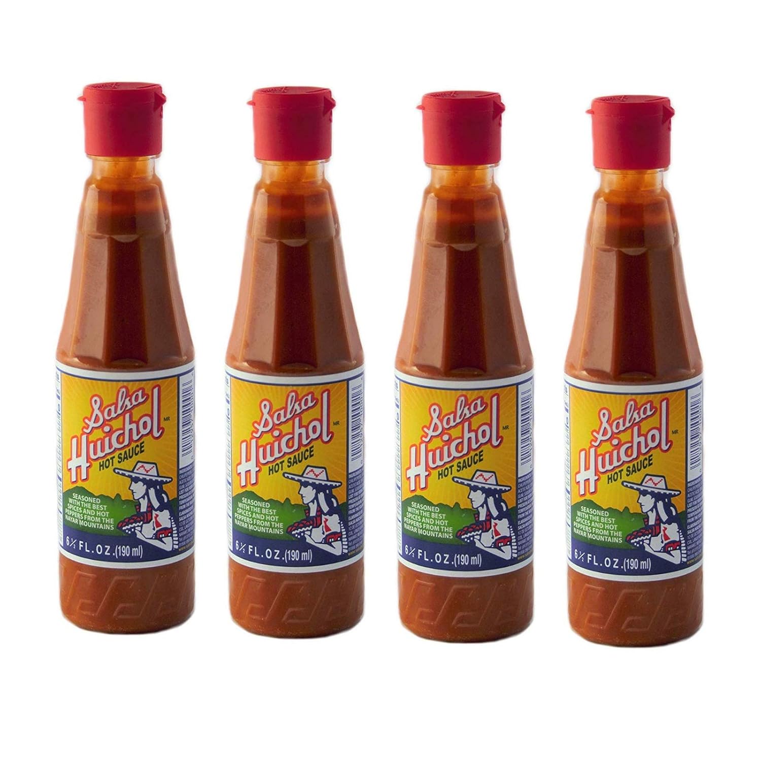 Salsa Huichol Hot Sauce 6.5 oz. Imported from México (Original, 4 Pack) Grocery