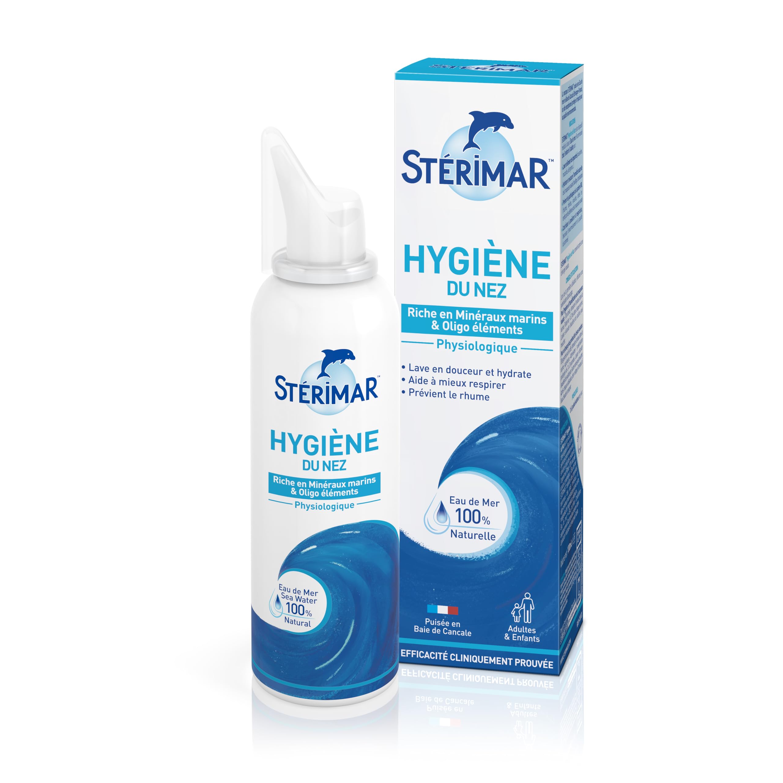 STÉRIMAR Hygiène du Nez - Spray Nasal Hygiène au Quotidien, Lave en Douceur & Hydrate le Nez, à l'Eau de Mer 100% Naturelle, Formule Physiologique, 100 ml