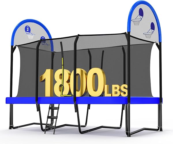 Zupapa 1800LBS Weight Capacity Rectangle Trampoline 10x17FT 9X15FT 8X14FT Outdoor Square Gymnastics Trampolines for Kids