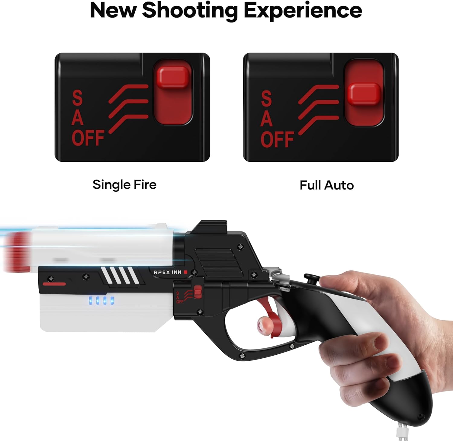 APEXINNO F1 Flip Battery Head Strap for Meta Quest 3S,Haptic Gun Stock Cover Compatible with Meta Quest 3S