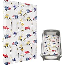 Viviland Toddler Mattress, 38" X 26" Pack N Play Mattress Premium Soft Foam Portable for Pack and Play Topper, Breathable, Comfortable and Stable, Truck Printed Baby Crib Mattress