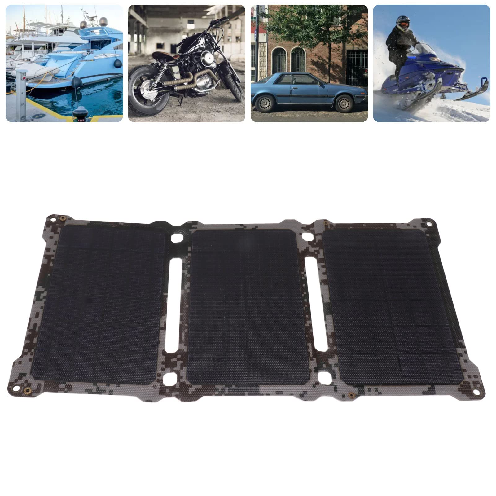 Kit de Panel Solar Plegable Portátil, Panel Solar Monocristalino de 30 W, Diseño Eficiente para Camping y Actividades Al Aire Libre (Camuflaje)