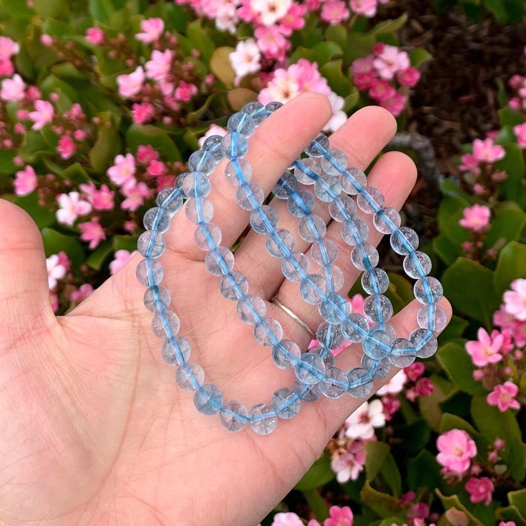 Adabele 1pc Natural Stretch Gemstone Bracelet 8mm (0.31") Bead 7 Inch to 8.5 inch Healing Crystal Energy Quartz Chakra Jewelry Women Unisex Birthday Gift
