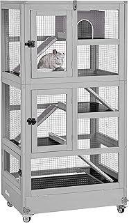 Large Wooden Ferret Cage Hamster Cage Rodent Cage Mouse Cage with Stairs Small Animal Cage Rodent Villa, for Indoor or Outdoor Derguinea Pig Cage product image