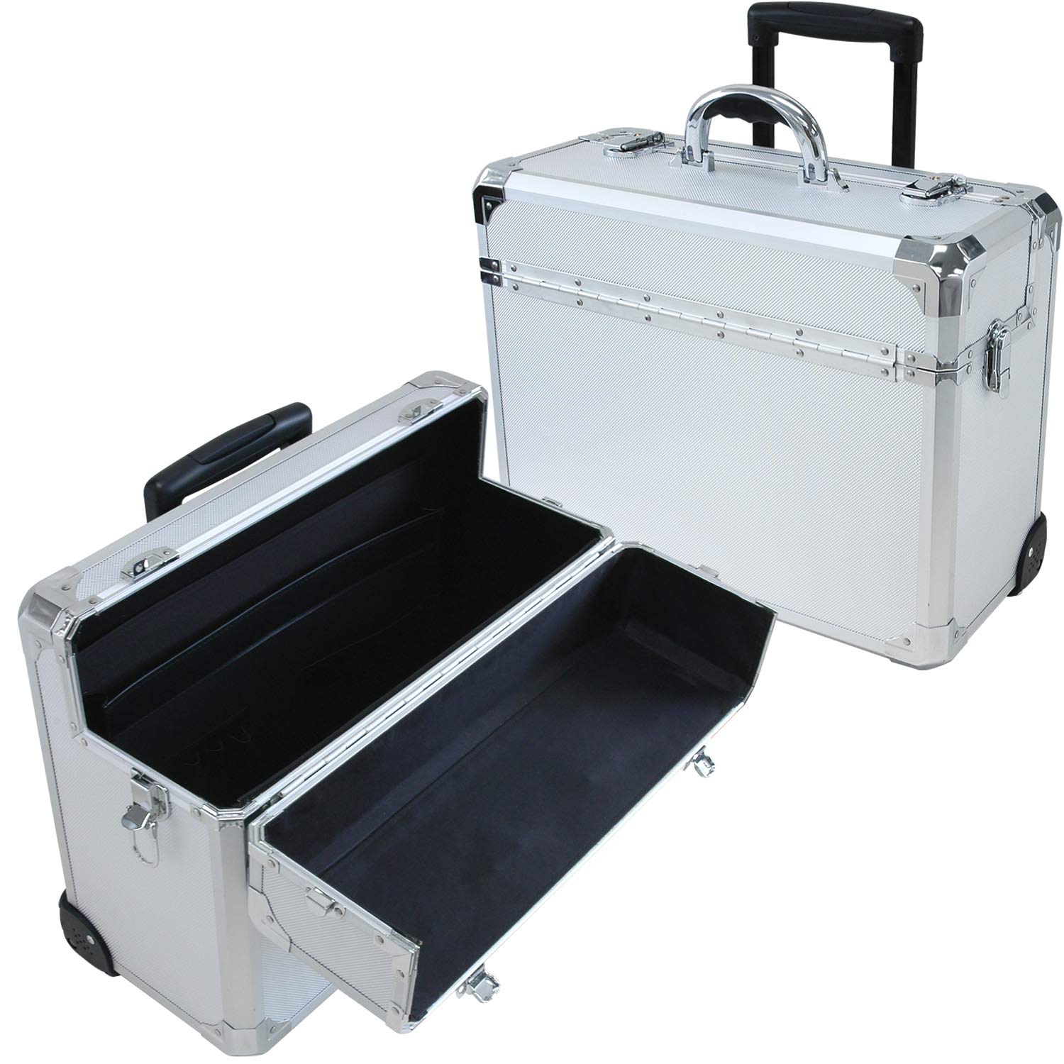 T.z. Case Apl-410t Sd Wheeled Pilot Case, 18-1/4 X 8 X 13-3/4 In Travel Container, Silver