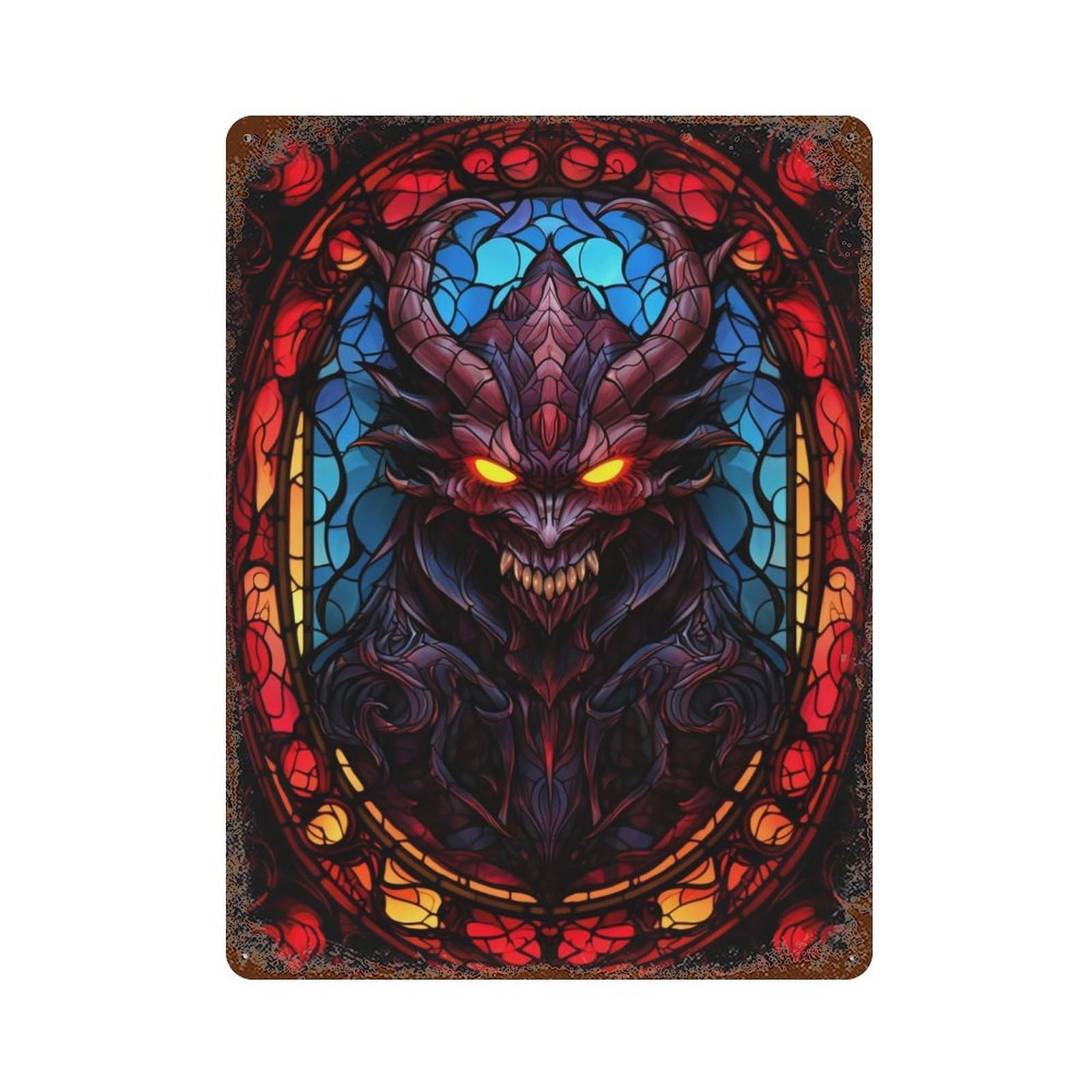 The Hellbeast 15.7"x11.8" Aged Metal Wall Plaque, Retro Wall Decor for Farmhouse, Kitchen And Entryway Decor