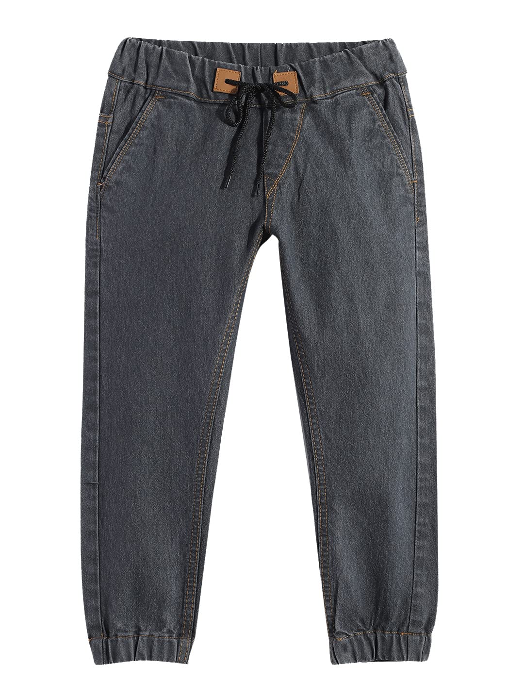 Urbano Juniors Pantalones vaqueros elásticos de mezclilla lavados, ajustados, color azul oscuro para niño, Gris, 8-9 a�os