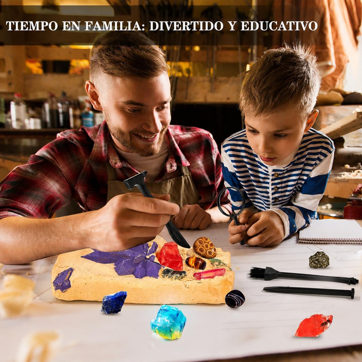 Mi Primer Kit de Excavación de Gemas para Niños, Minerales para Niños, 15 Minerales y Piedras Preciosas, Exploración Minerales Regalo para Niños Niñas 6-12 Años