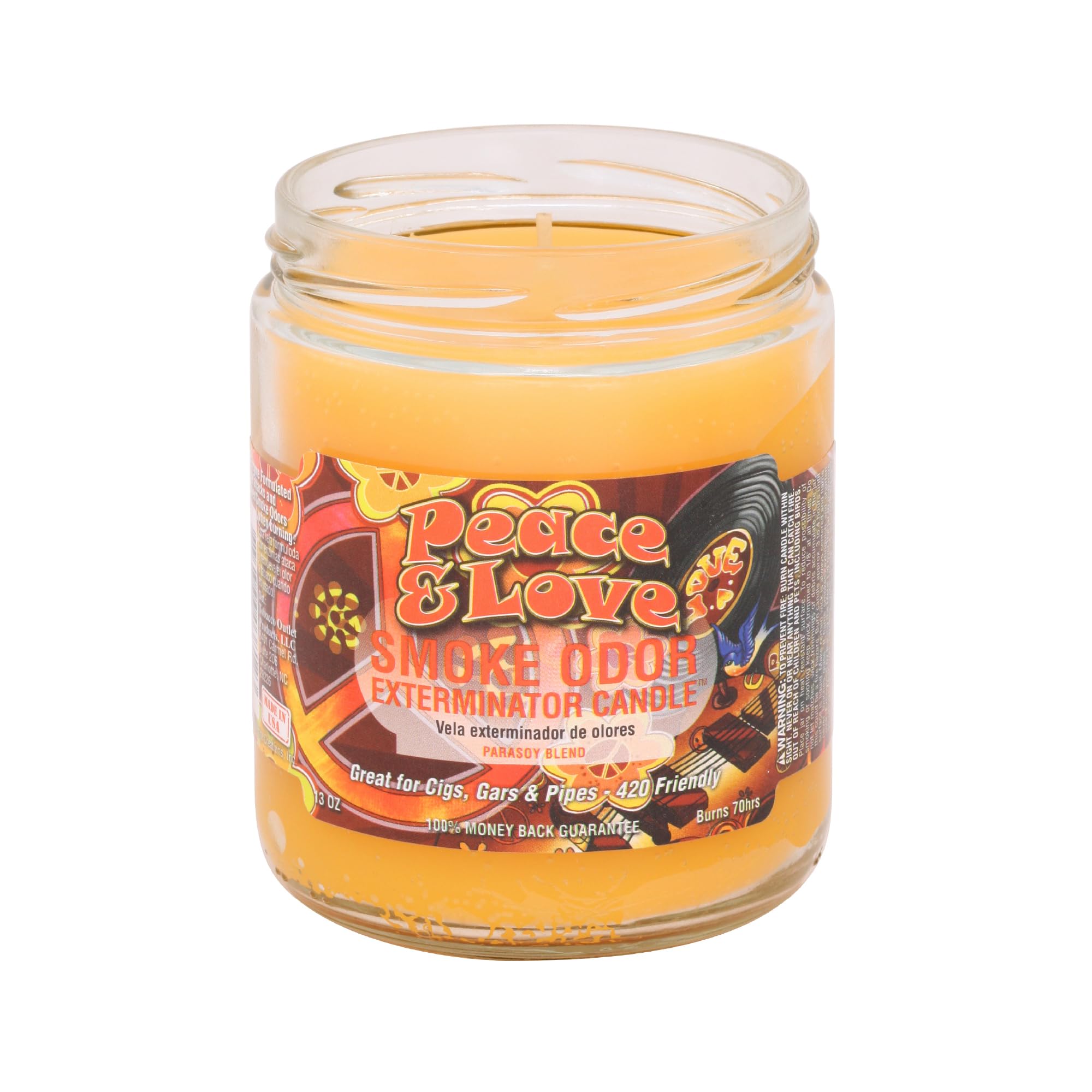 Smoke Odor Exterminator 13 oz Jar Candles Peace & Love